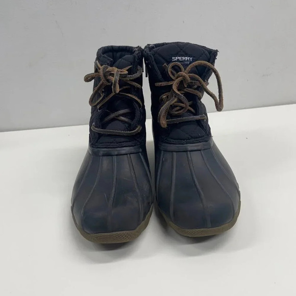 Girls Sperry Saltwater Core Black Rubber Boots [STS94063] Size 3 - Picture 2 of 9